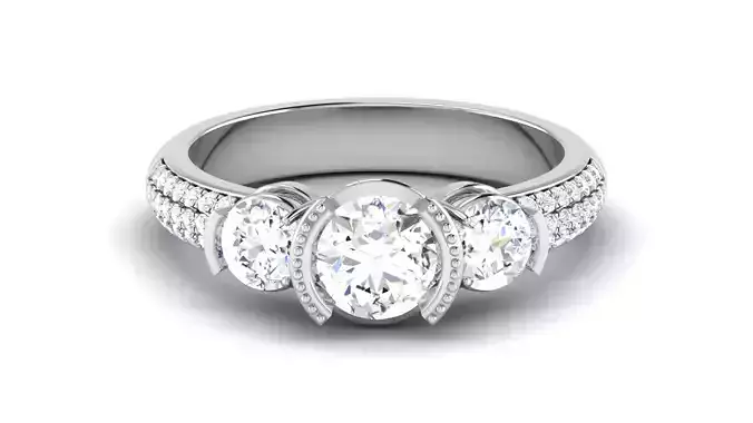 Solitaire Wedding Engagement Ring Three Stone Ring