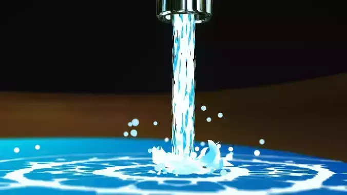 Water pouring from faucet