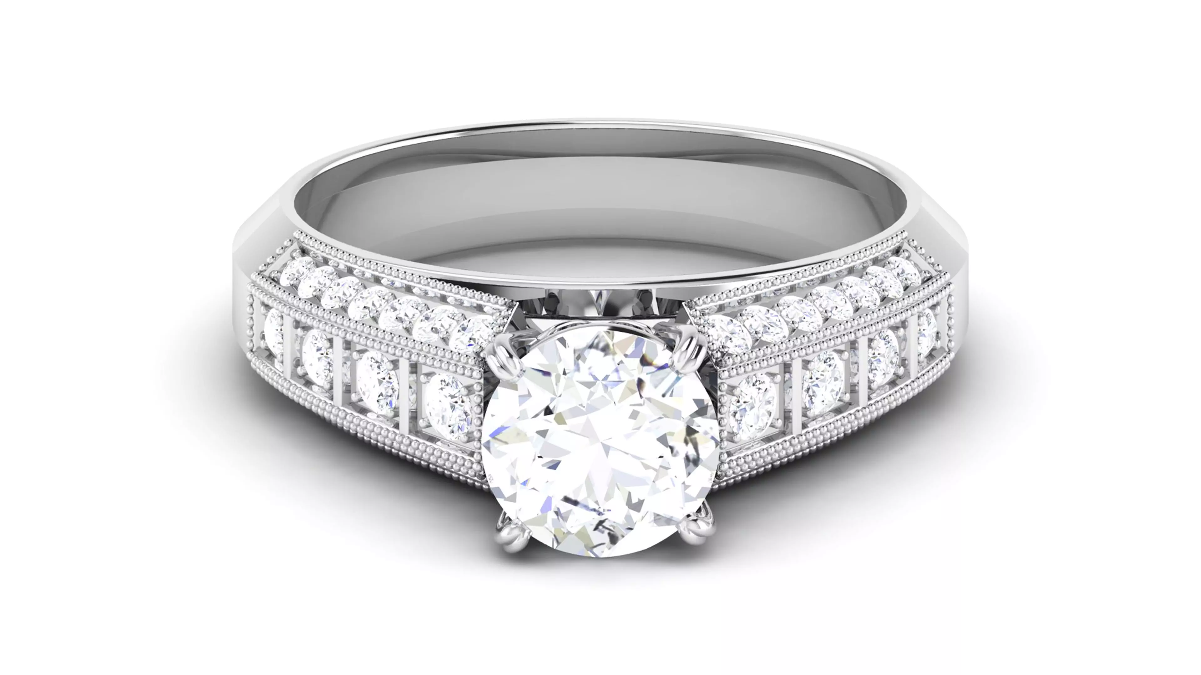 Solitaire Wedding Engagement Ring Bridal Ring 3D print model_0