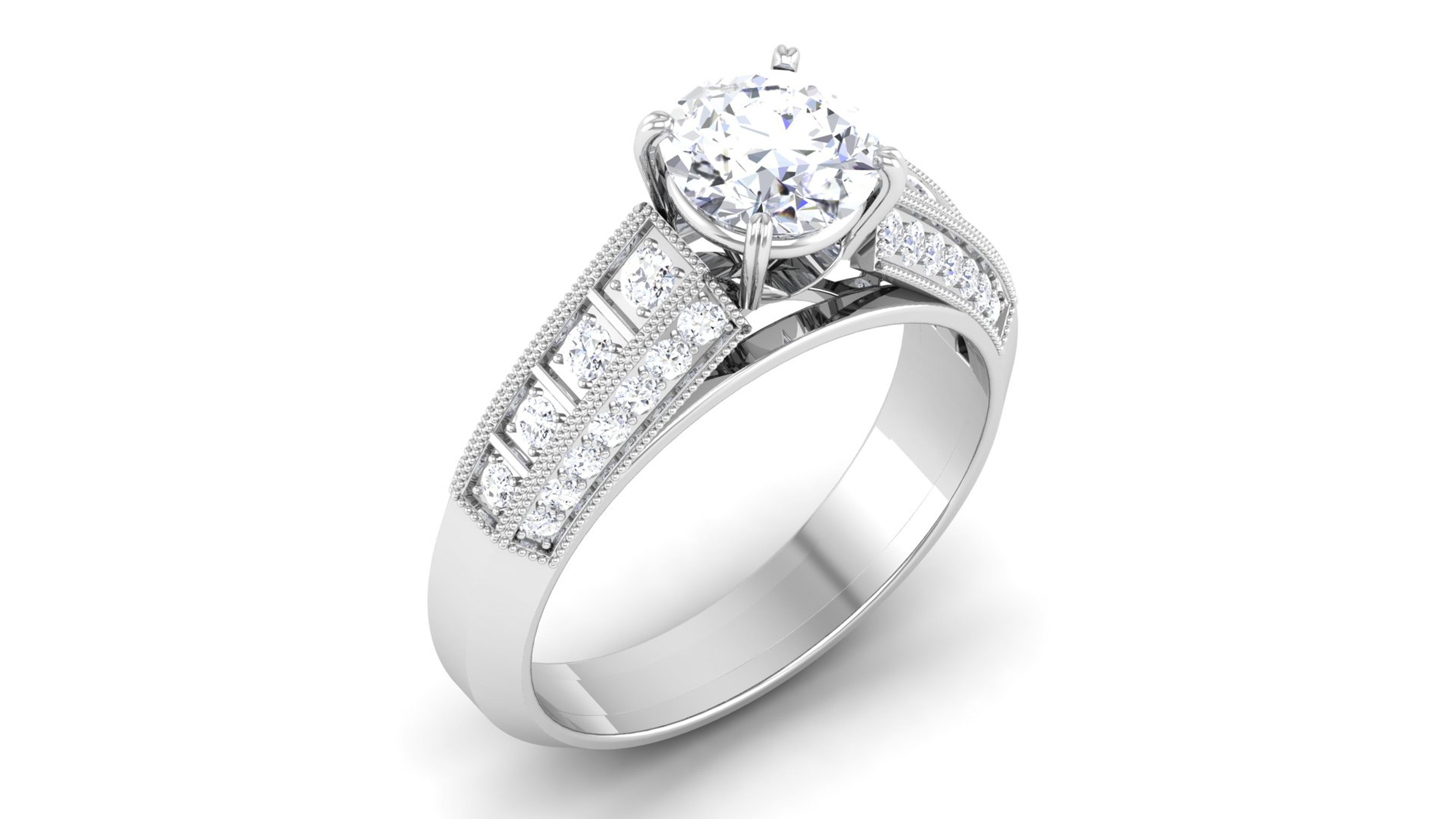 Solitaire Wedding Engagement Ring Bridal Ring 3D print model_2