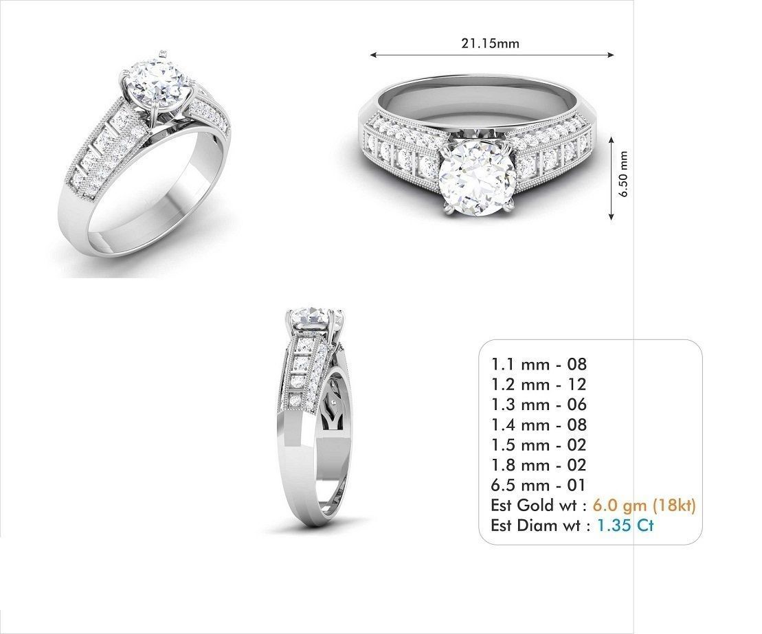 Solitaire Wedding Engagement Ring Bridal Ring 3D print model_4