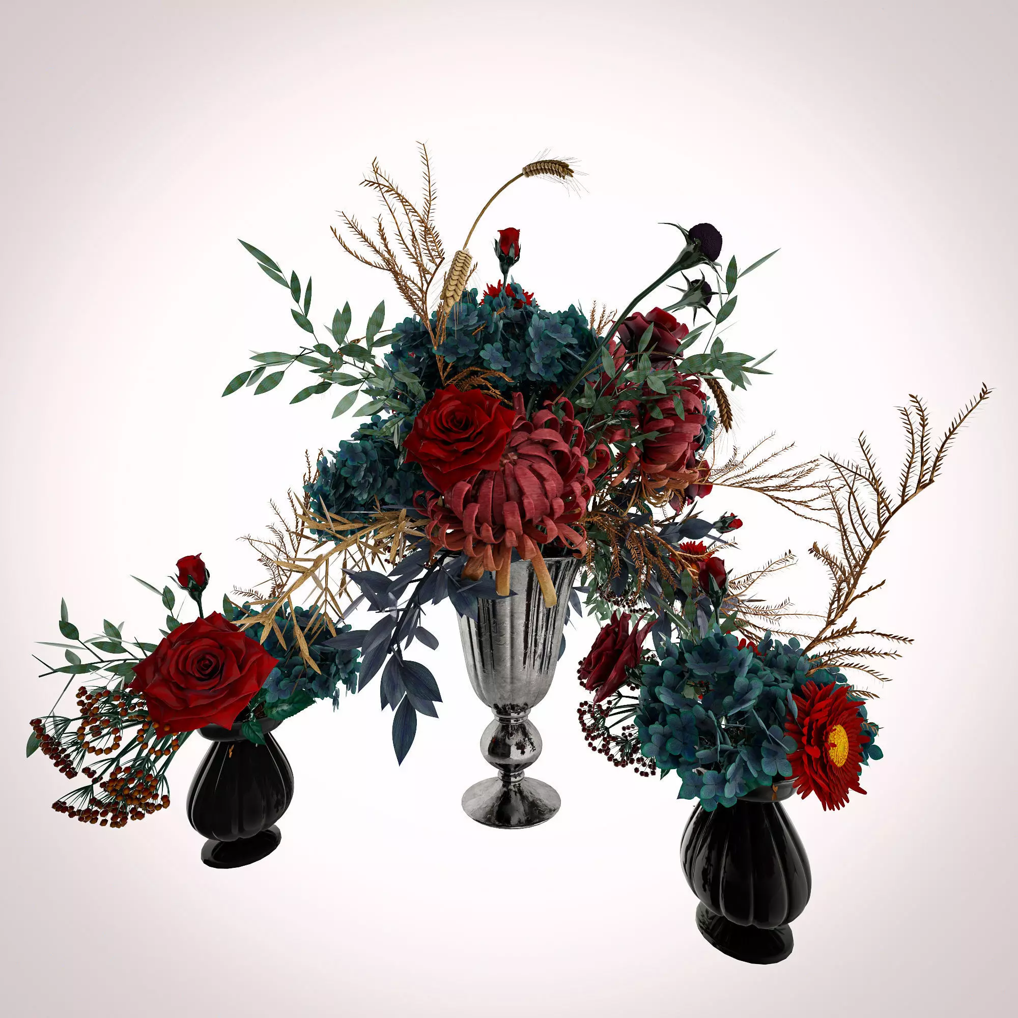 Flowers set shabby chic floral arrangement 3D model