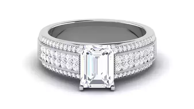Solitaire Wedding Engagement Emerald Bridal Ring 3D print model