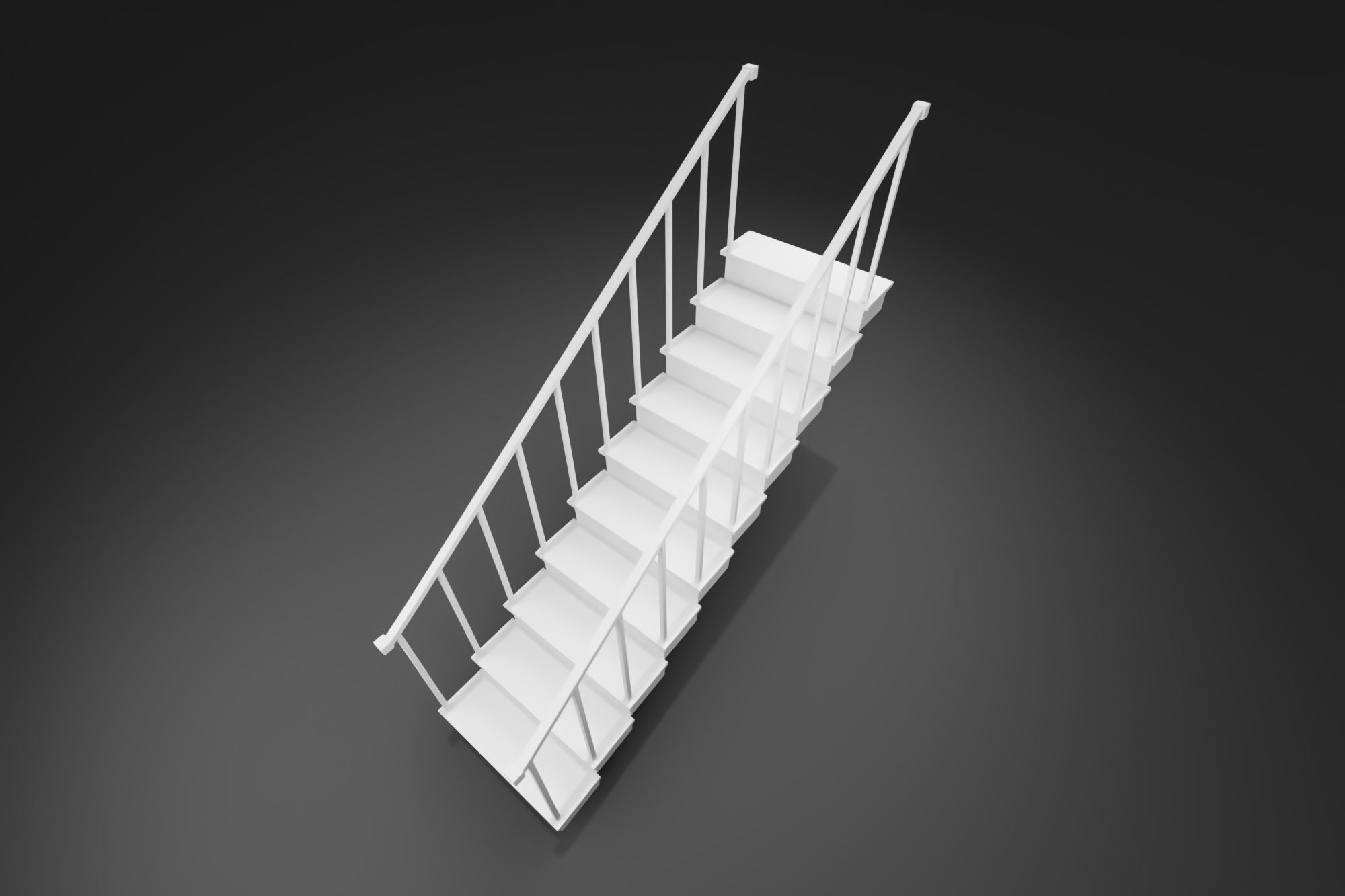 Simple stairs with railings 3D model_4