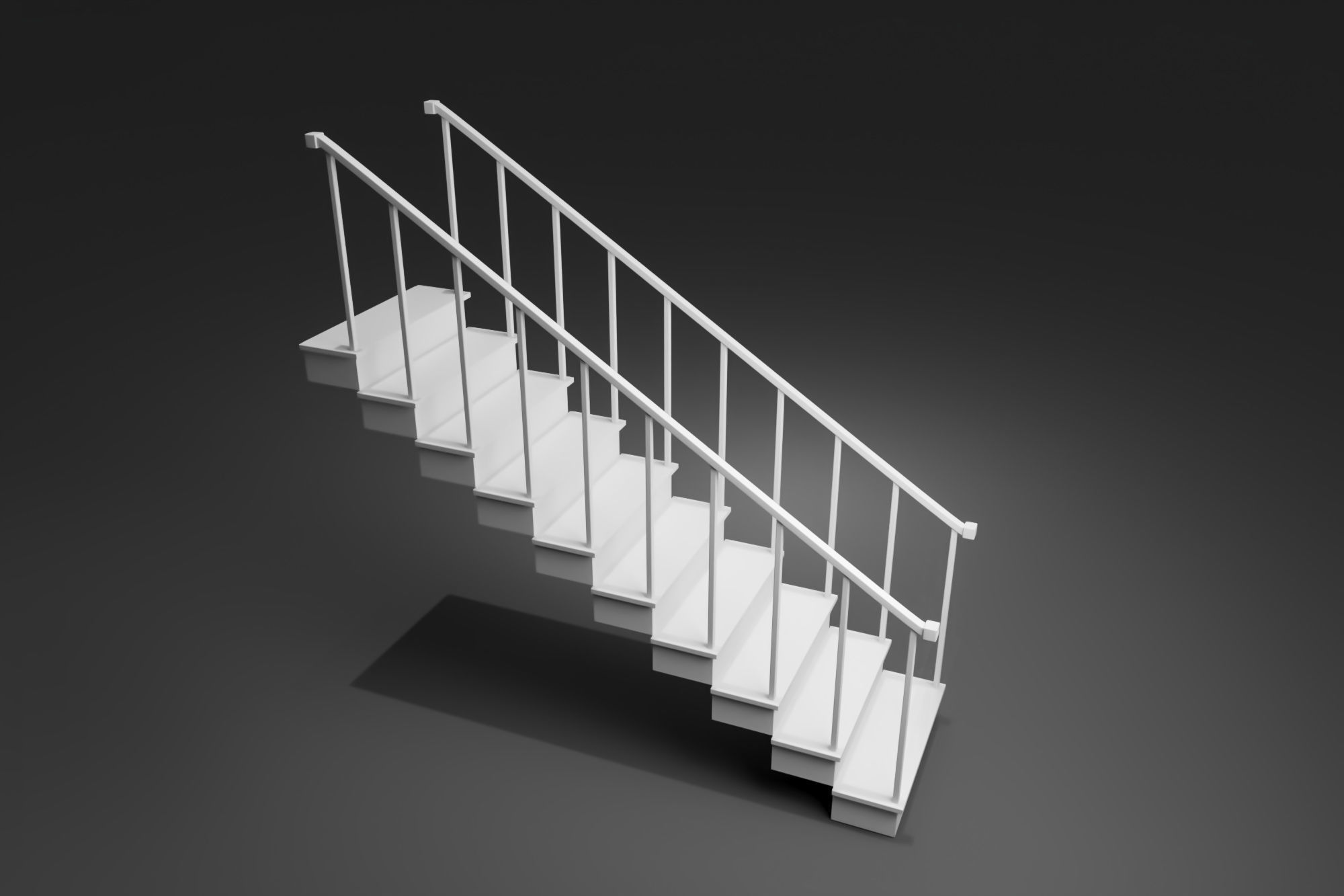 Simple stairs with railings 3D model_1