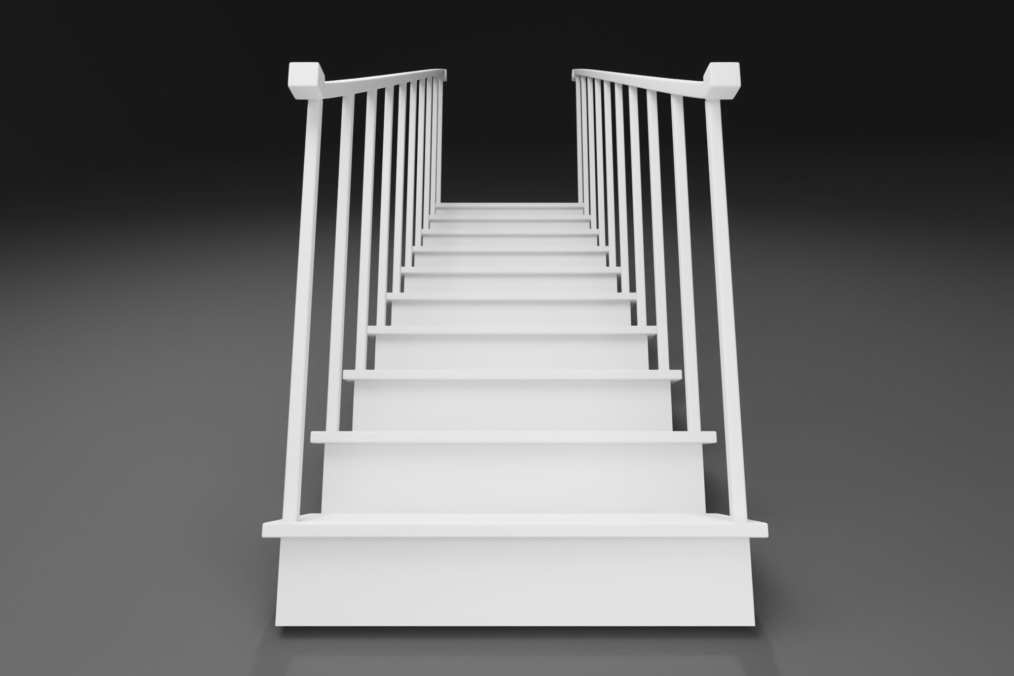 Simple stairs with railings 3D model_2