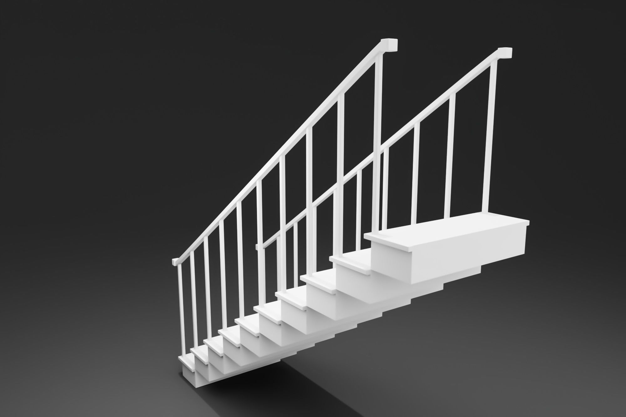 Simple stairs with railings 3D model_3