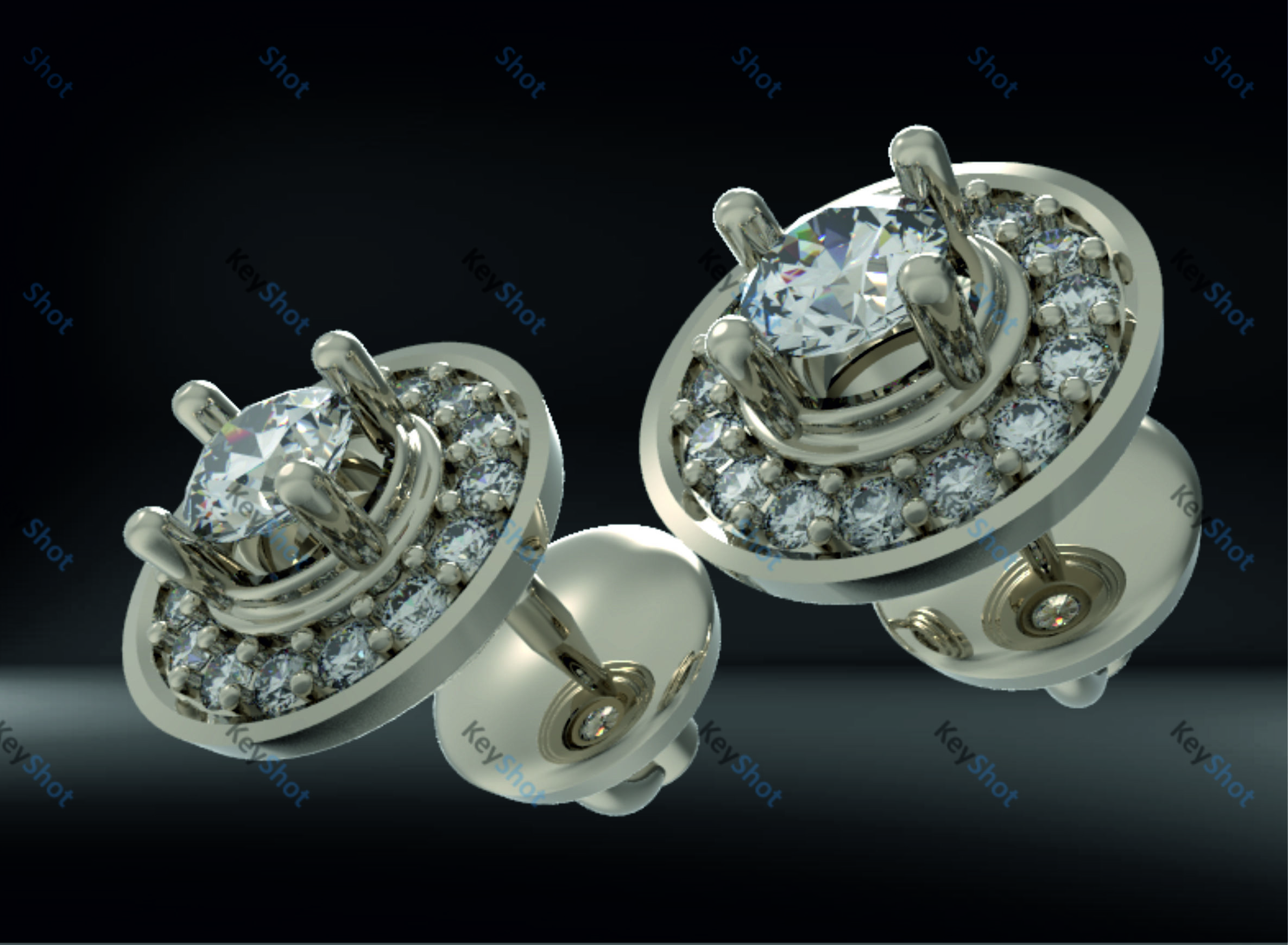 Earrings diamond 3D print model_4