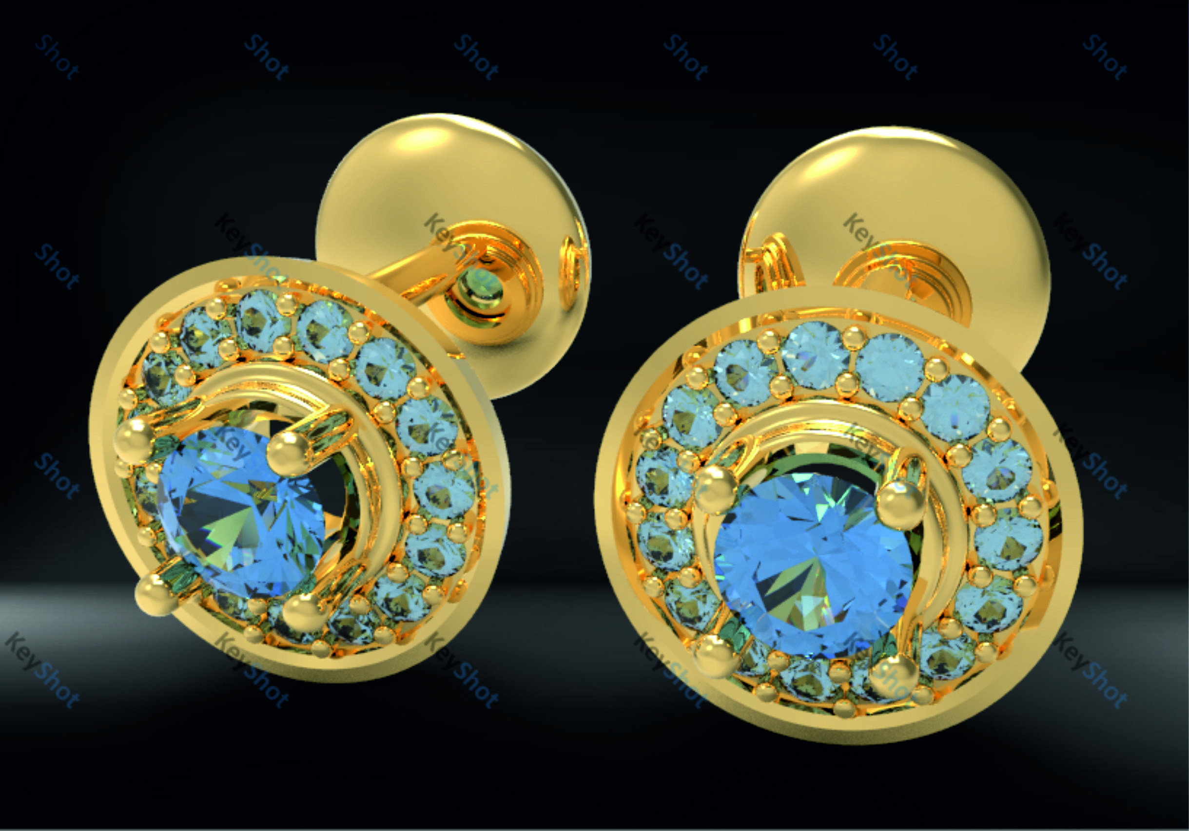 Earrings diamond 3D print model_5