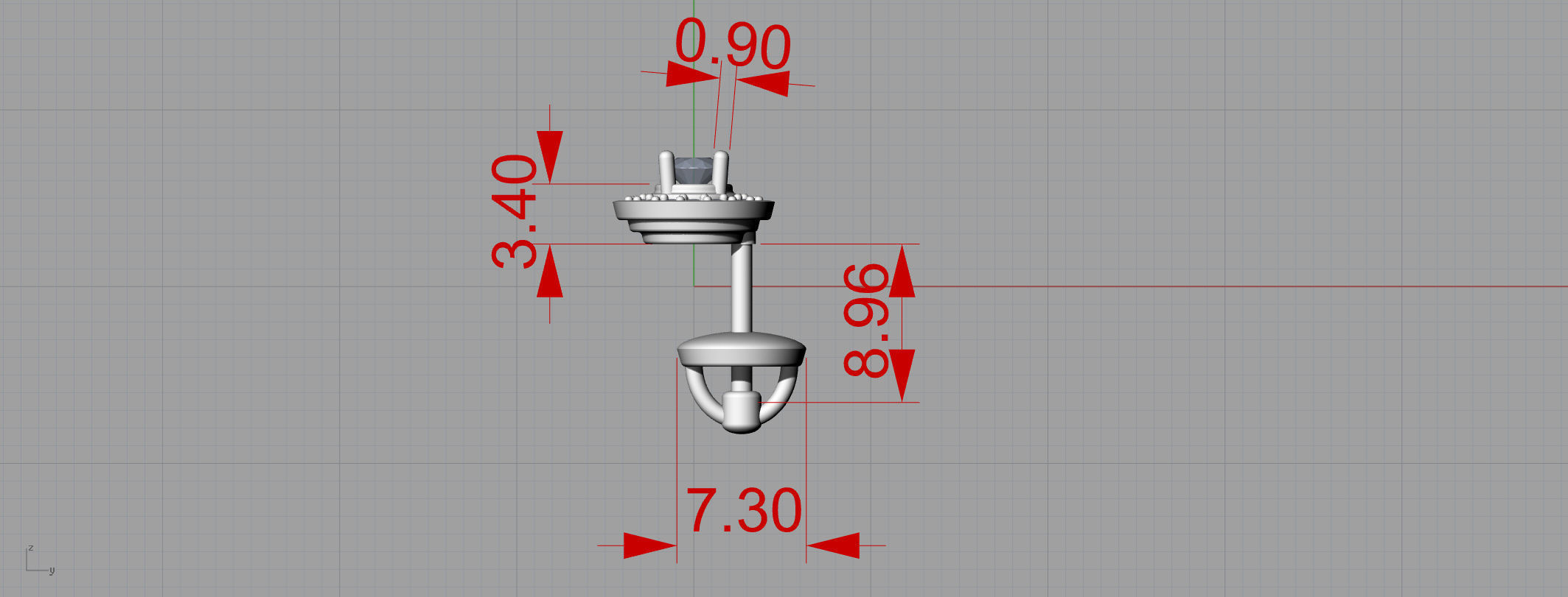 Earrings diamond 3D print model_1