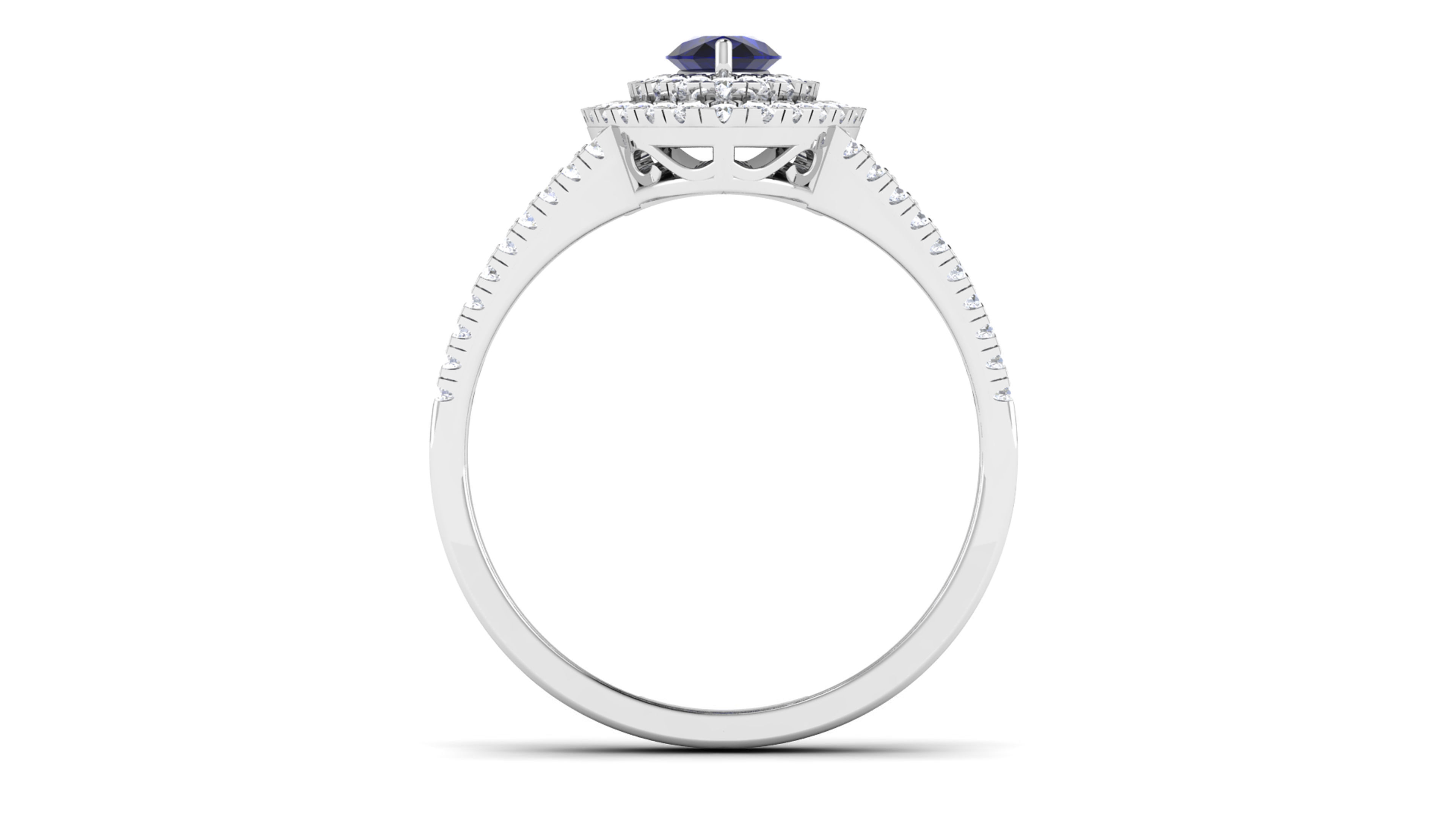 Solitaire Wedding Engagement Marquise Stone Double Halo Ring 3D print model_1