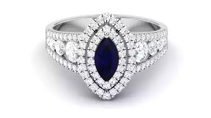 Solitaire Wedding Engagement Marquise Stone Double Halo Ring