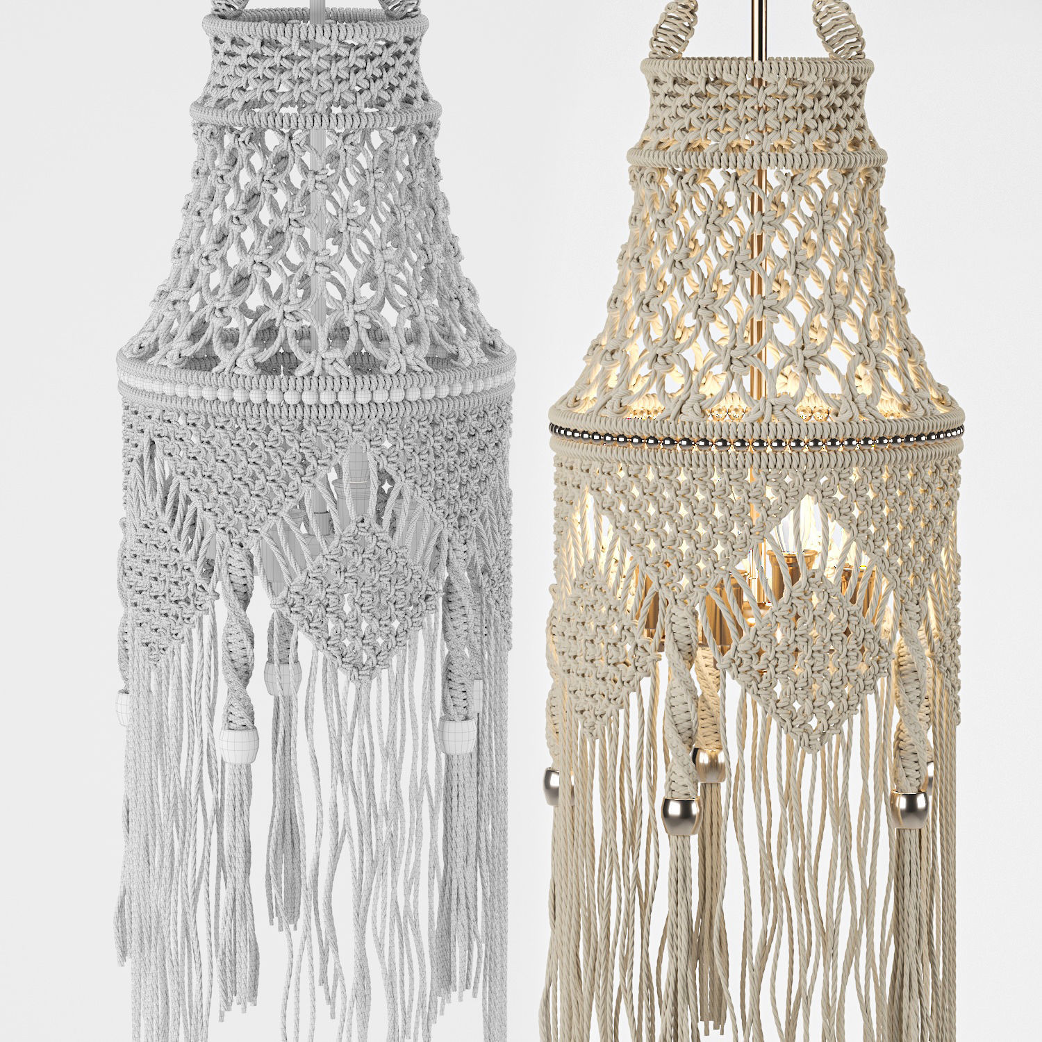 Macrame chandelier  3D model_4