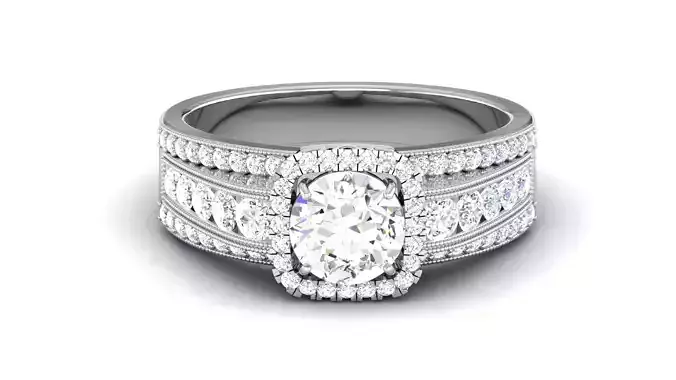 Solitaire Wedding Engagement Halo Ring 3dm STl OBJ FBX Details