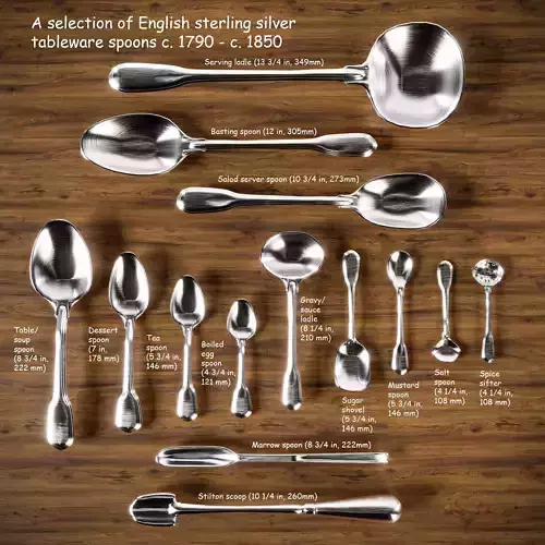 Georgian Victorian English sterling silver tableware spoons