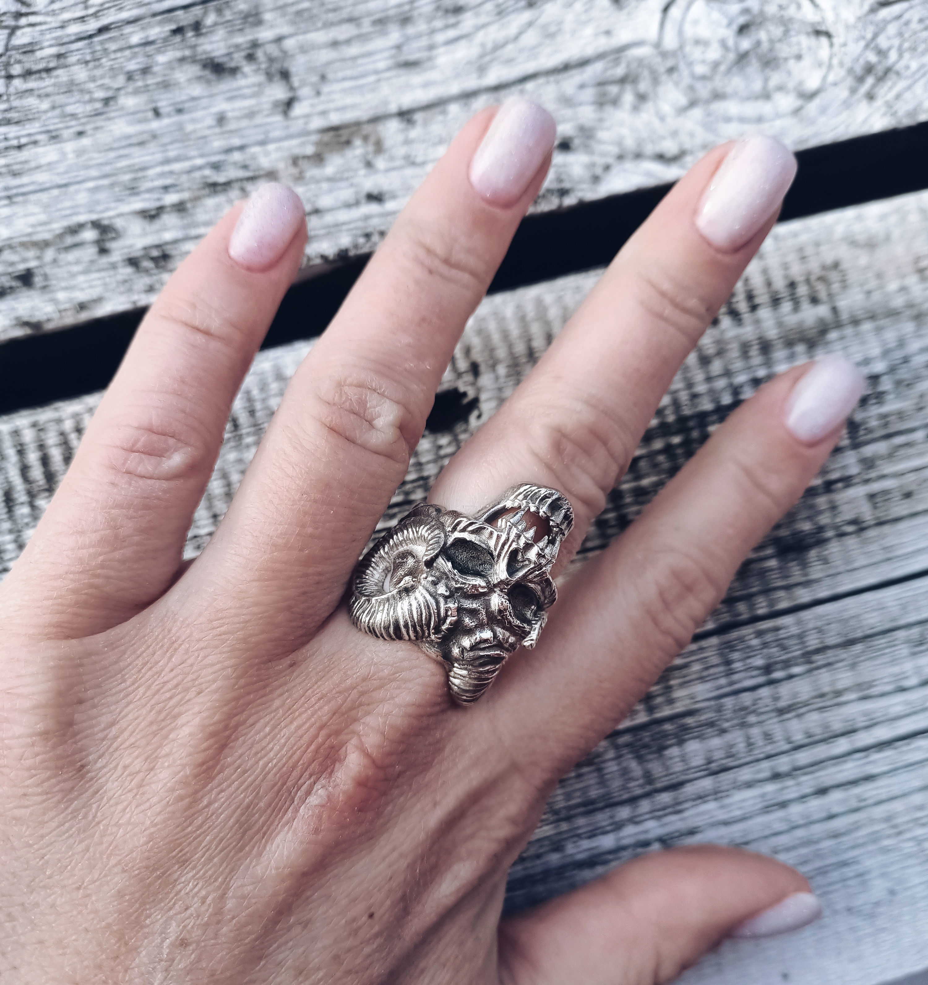 Skull ring with horns 3d model for 3d printing 3D print model 3D print model_2