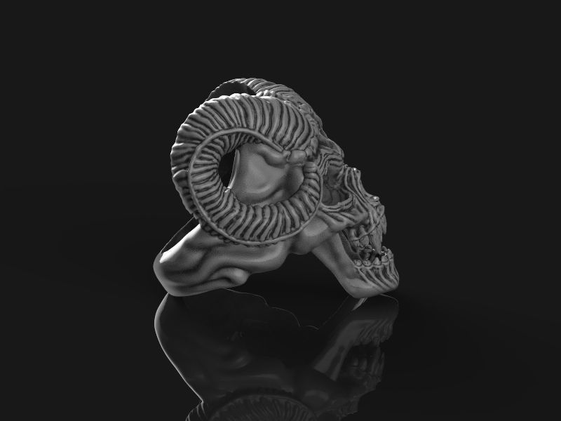 Skull ring with horns 3d model for 3d printing 3D print model 3D print model_14
