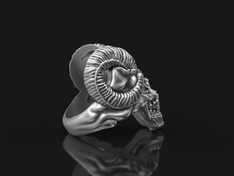 Skull ring with horns 3d model for 3d printing 3D print model 3D print model_11