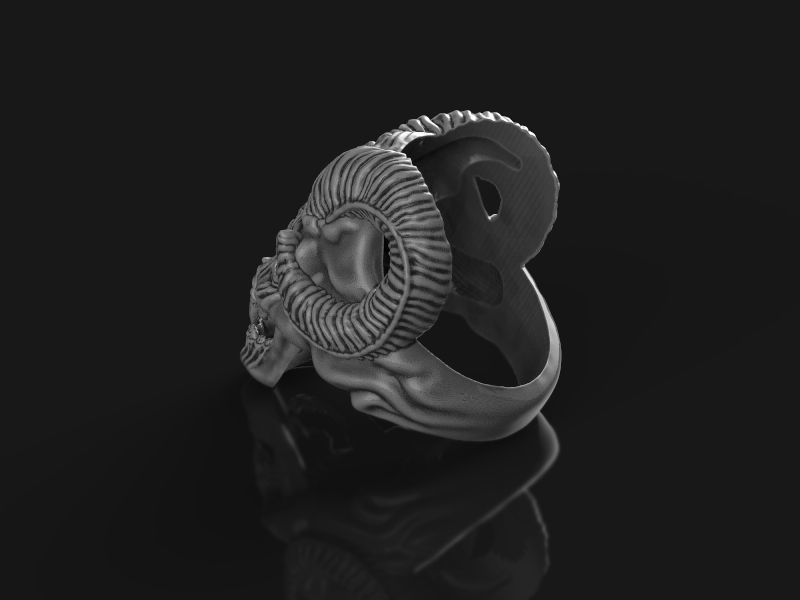 Skull ring with horns 3d model for 3d printing 3D print model 3D print model_18