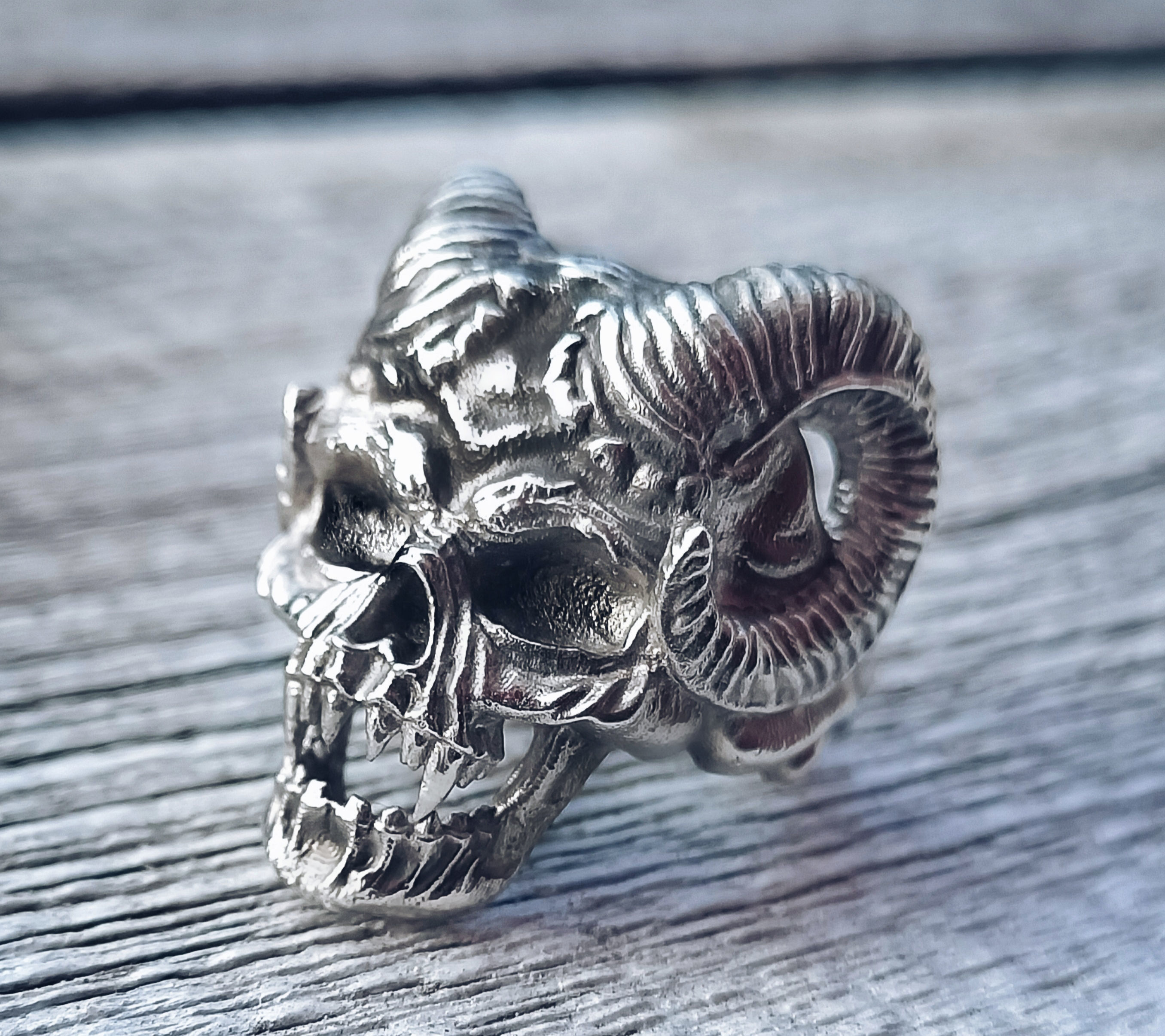 Skull ring with horns 3d model for 3d printing 3D print model 3D print model_3