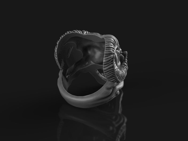 Skull ring with horns 3d model for 3d printing 3D print model 3D print model_16