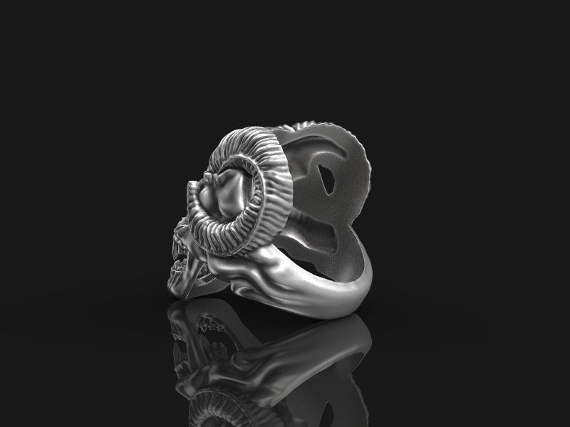 Skull ring with horns 3d model for 3d printing 3D print model 3D print model_9