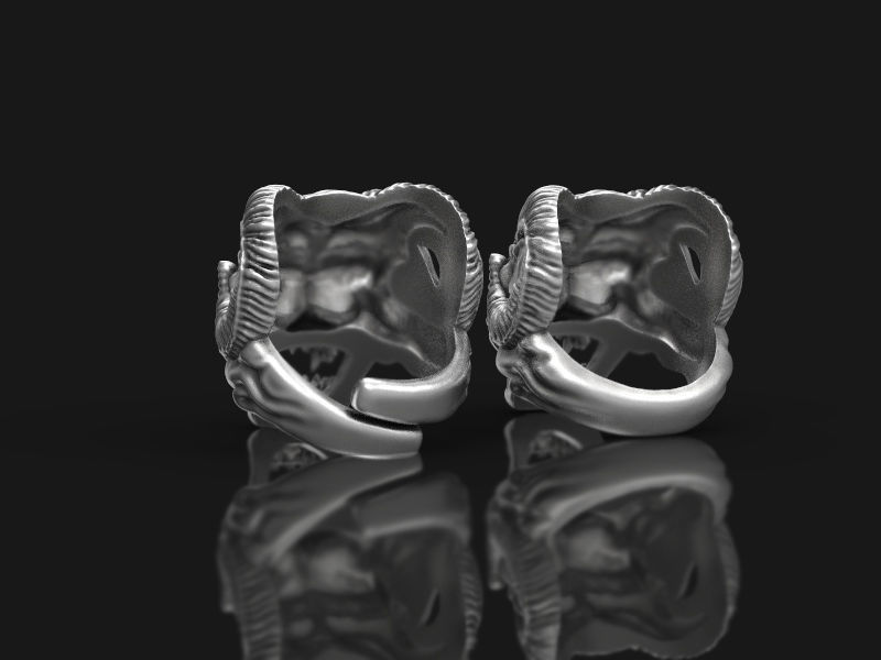 Skull ring with horns 3d model for 3d printing 3D print model 3D print model_5