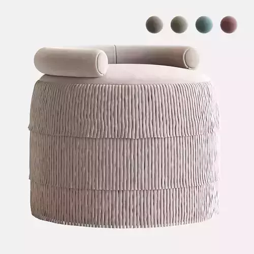21st Century Beth Fringes Stool Cotton Velvet 3D model