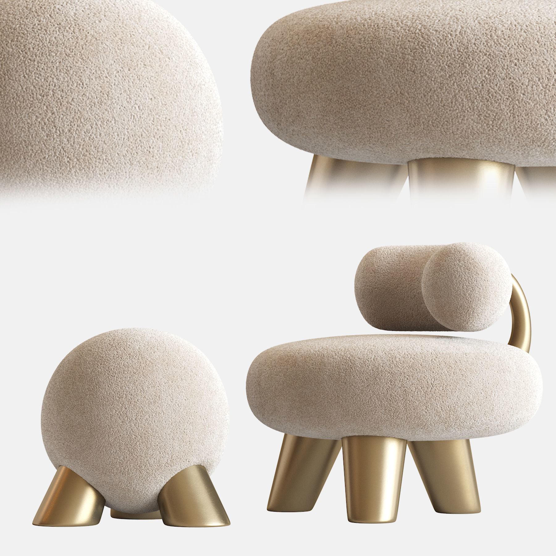 Set of 2 Cast Brass Atlas and Tomyris by Pietro Franceschini 3D model_4