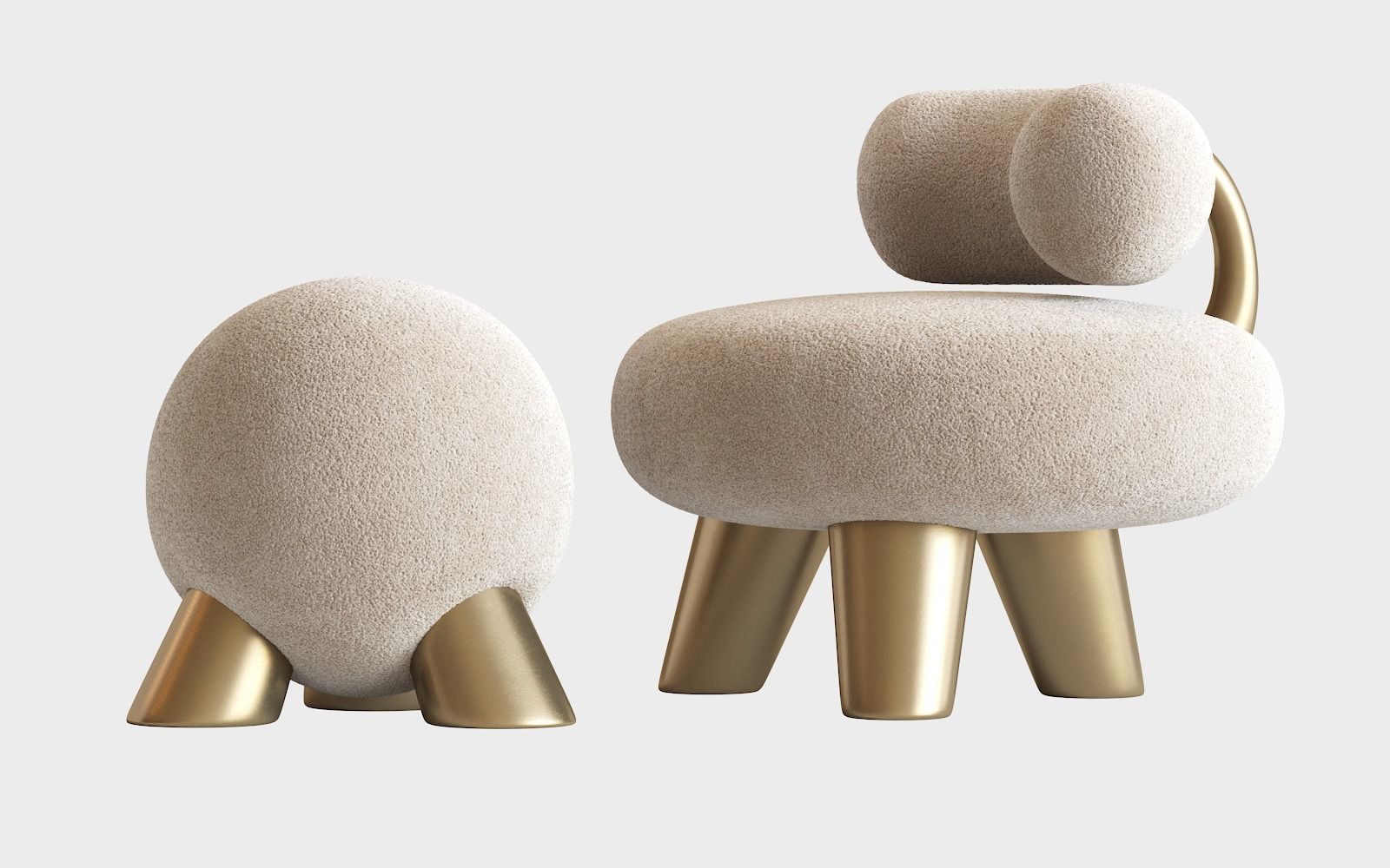 Set of 2 Cast Brass Atlas and Tomyris by Pietro Franceschini 3D model_6