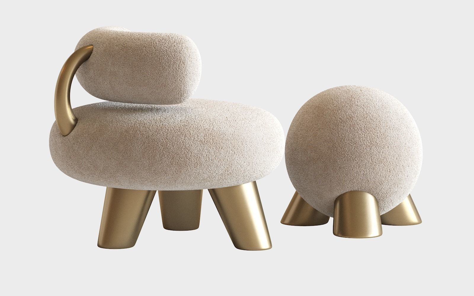 Set of 2 Cast Brass Atlas and Tomyris by Pietro Franceschini 3D model_8