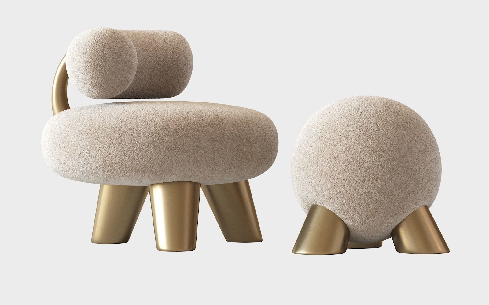 Set of 2 Cast Brass Atlas and Tomyris by Pietro Franceschini 3D model_7