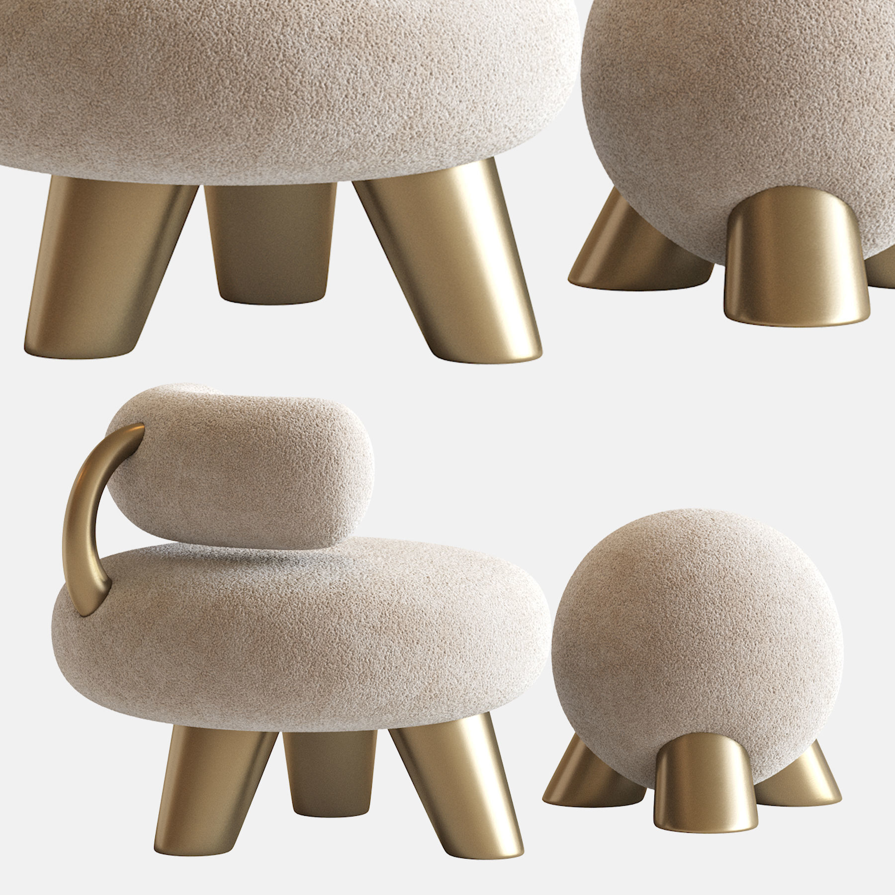 Set of 2 Cast Brass Atlas and Tomyris by Pietro Franceschini 3D model_1