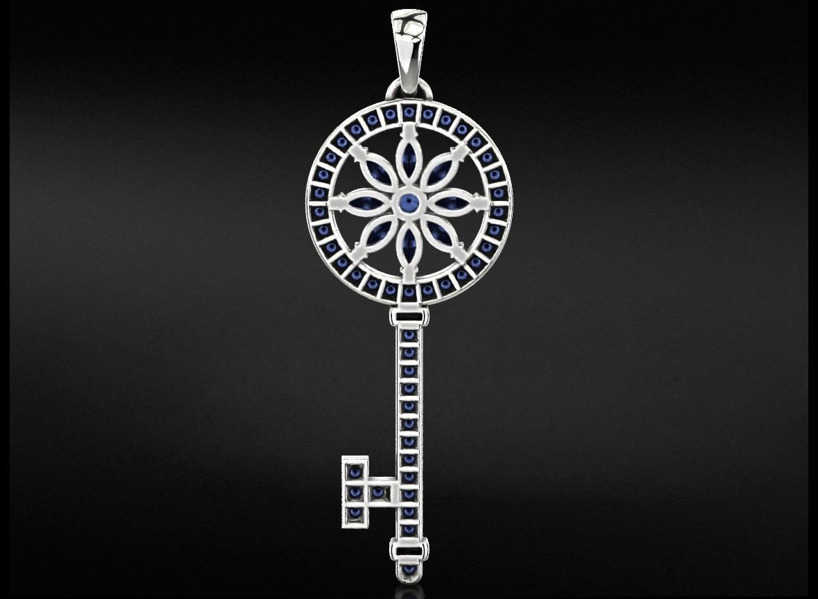 Key pendant with diamonds and marquises 731 3D print model_13