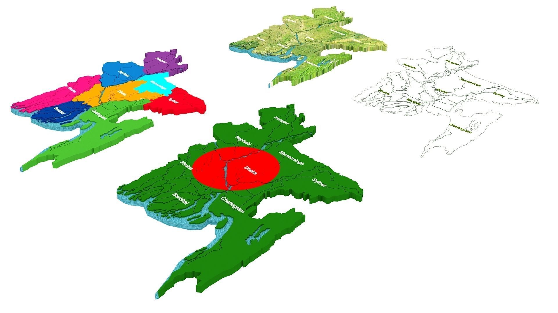 Bangladesh Map 3d Model 3D model_14