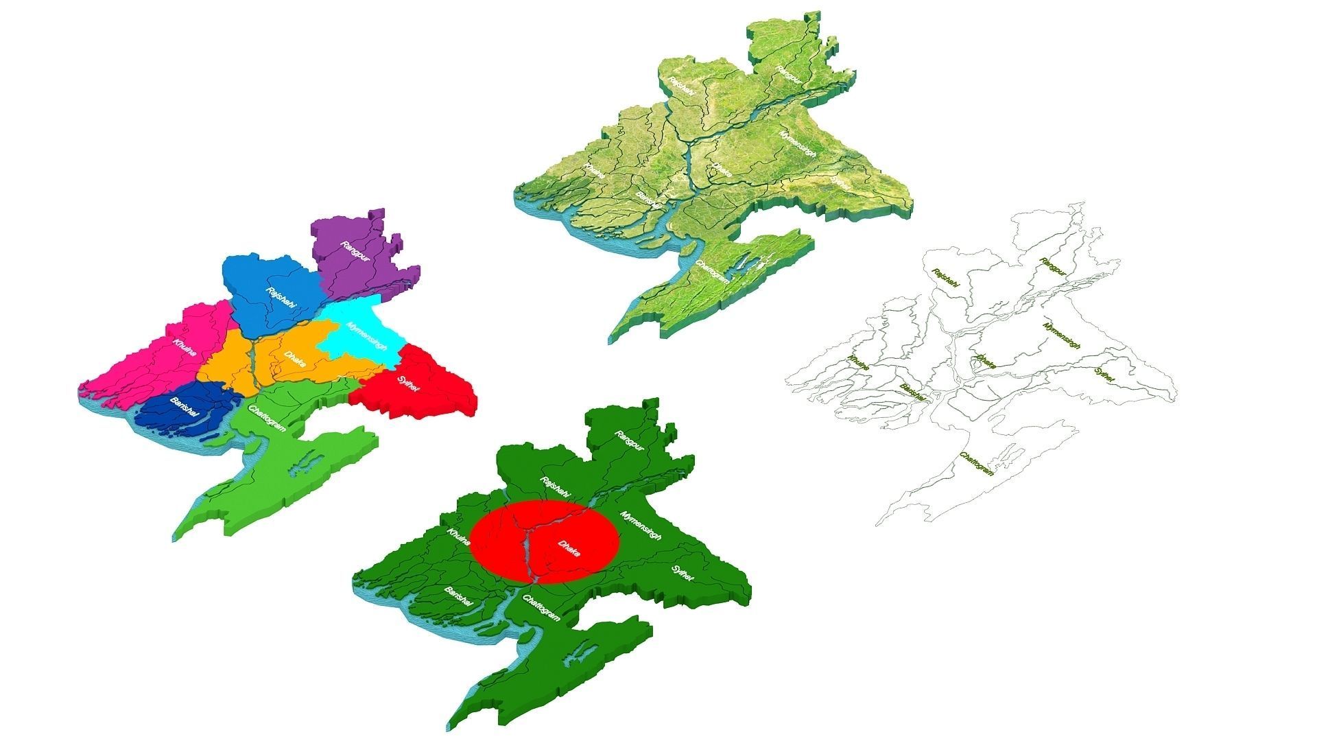 Bangladesh Map 3d Model 3D model_7