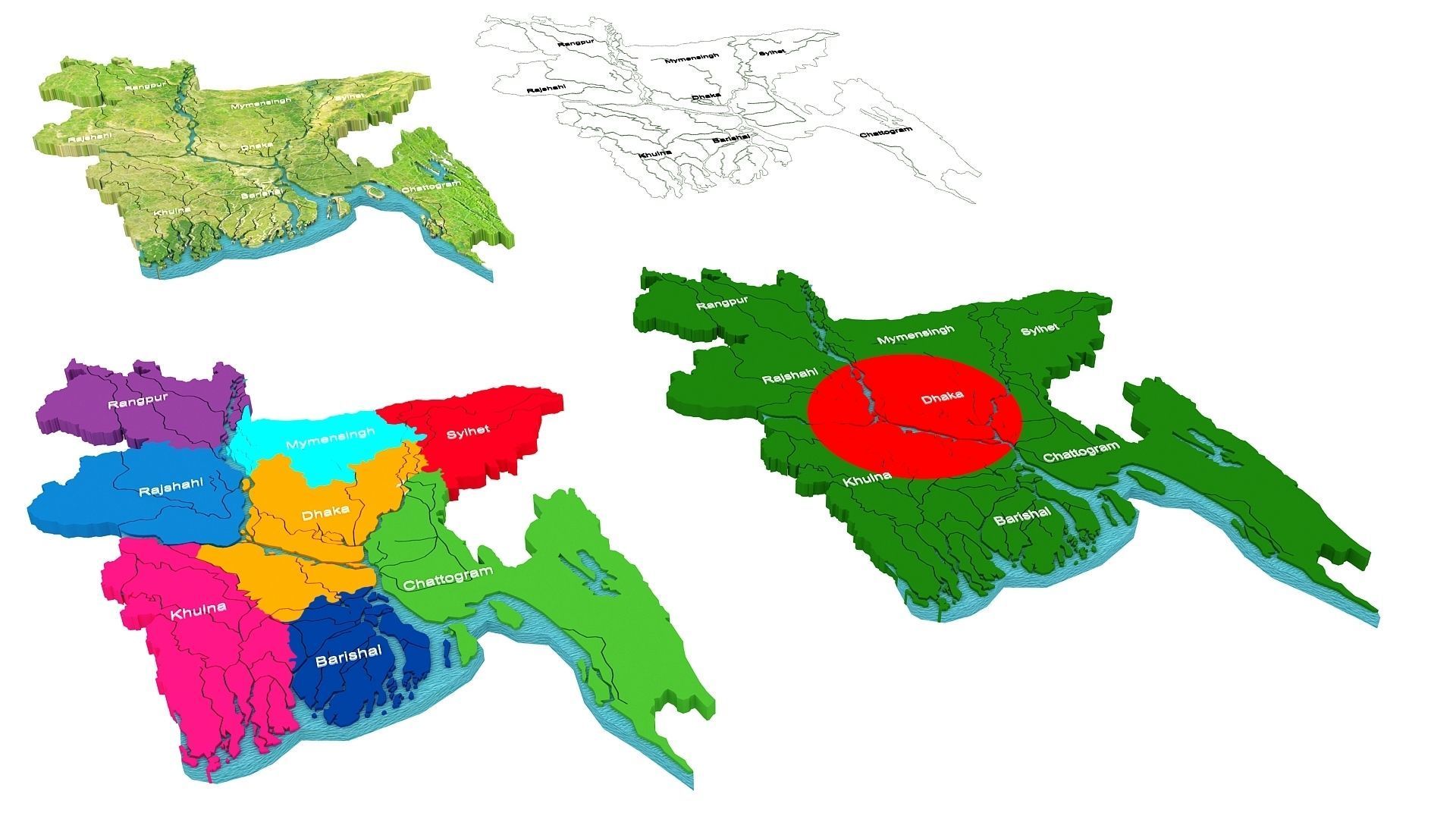 Bangladesh Map 3d Model 3D model_15