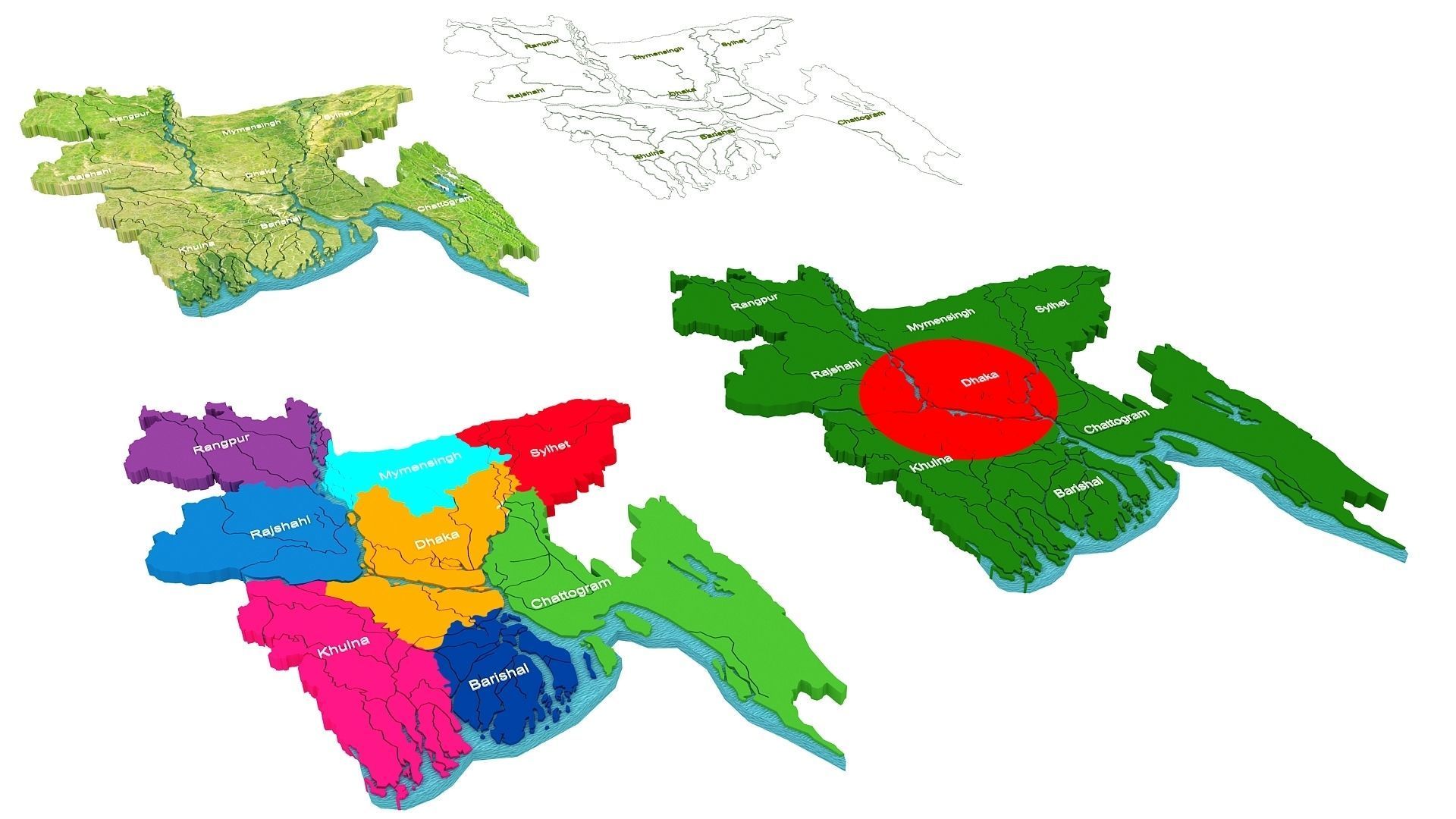 Bangladesh Map 3d Model 3D model_9
