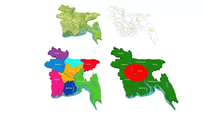 Bangladesh Map 3d Model 3D model