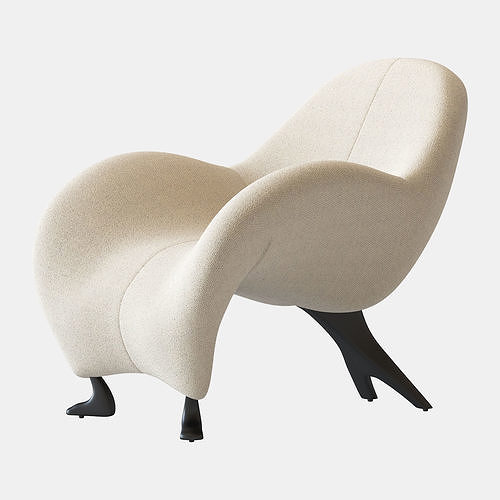 Papageno Chair by Leolux Upholstered in Boucle Fabric Monza 00 3D model
