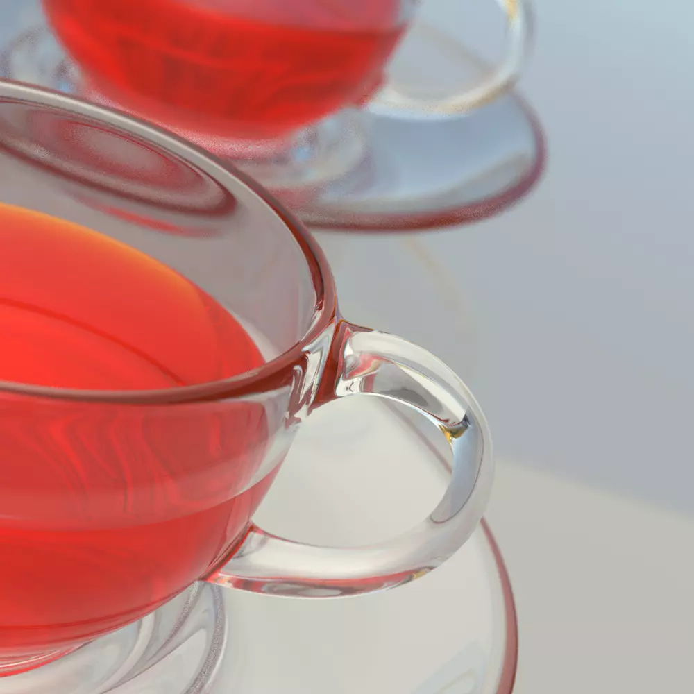 3D model of a Transparent glass tea cup with handle Free 3D model
