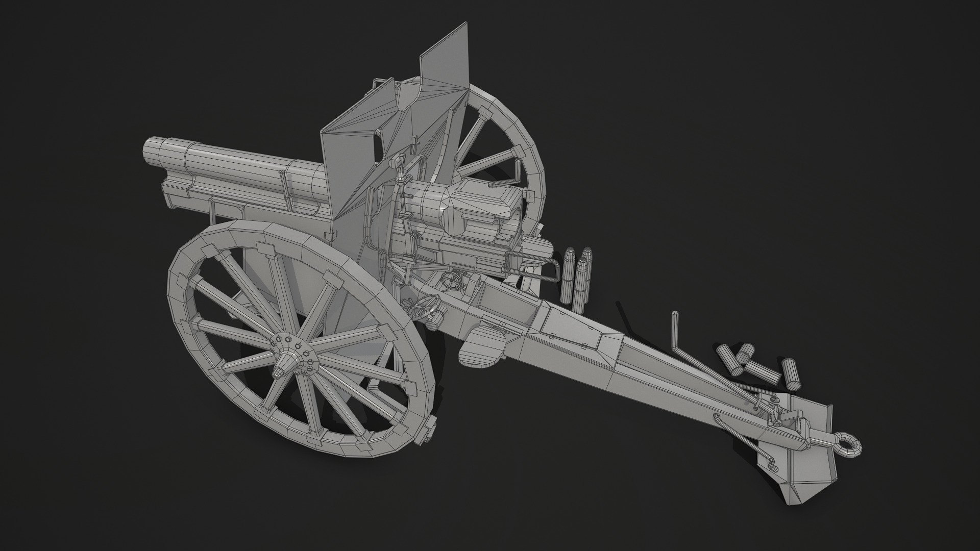 Feldkanone 96 Low-poly 3D model_7