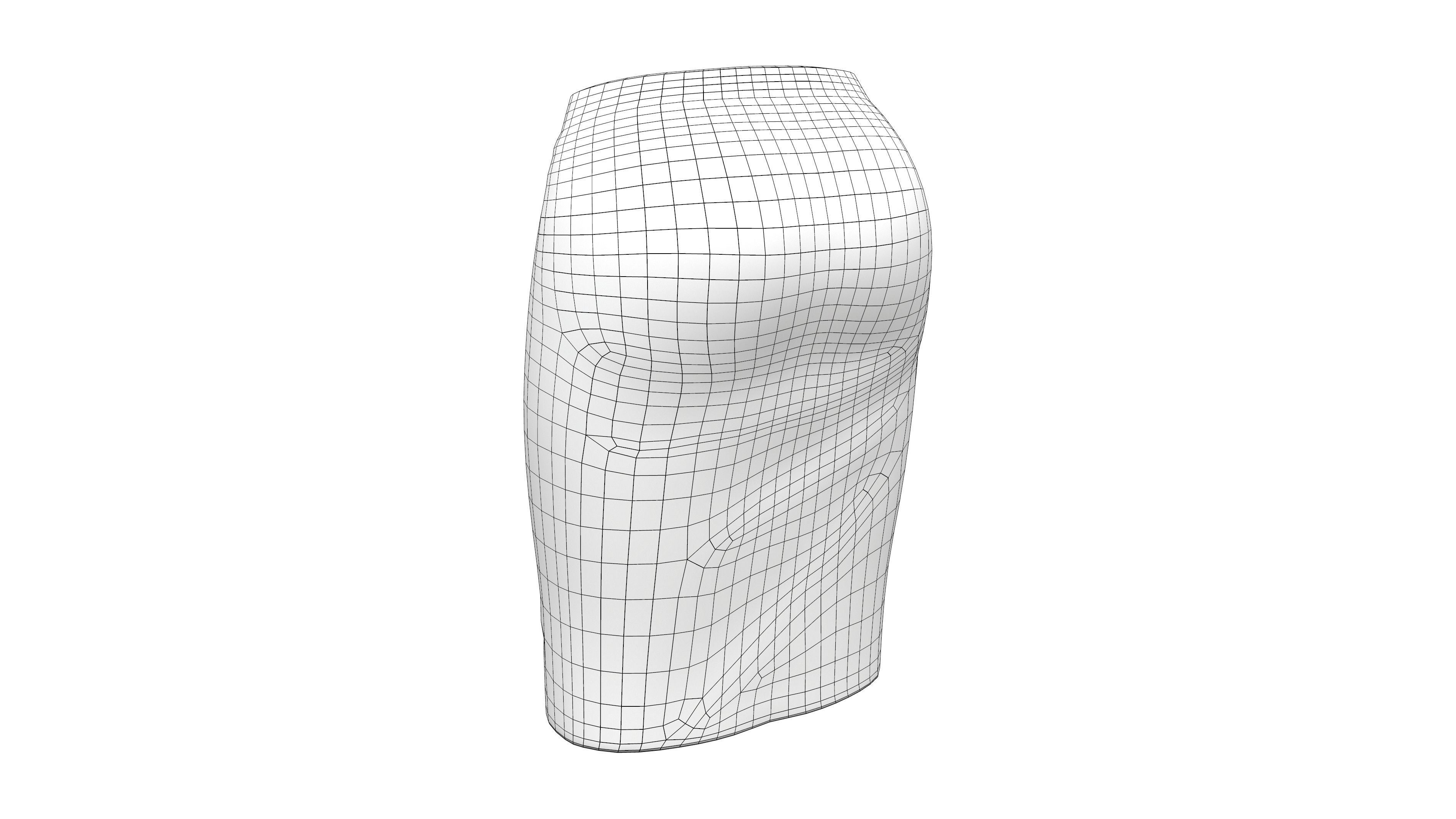 Pencil Skirt Low-poly 3D model_8
