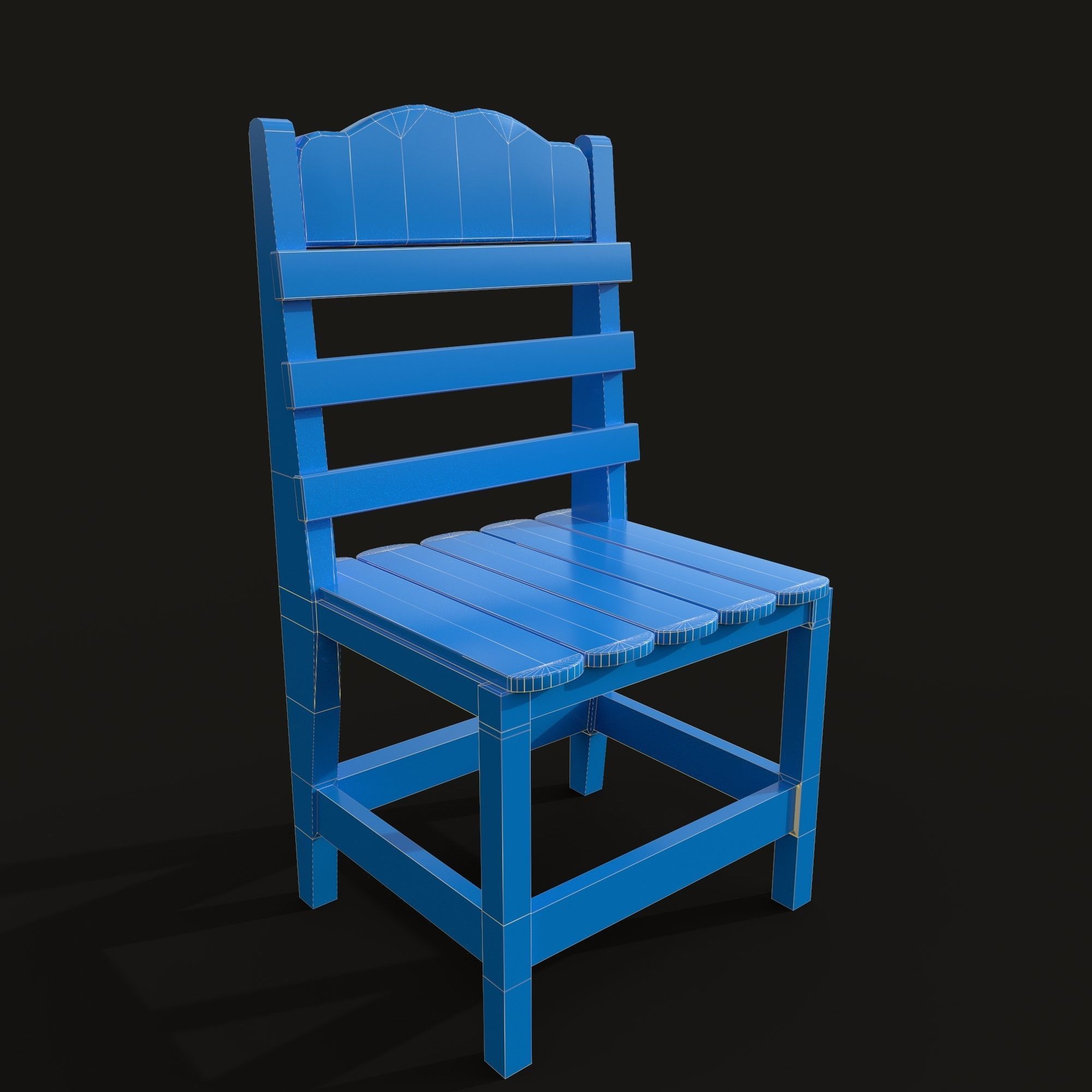 Wooden Chair Low-poly 3D model_5