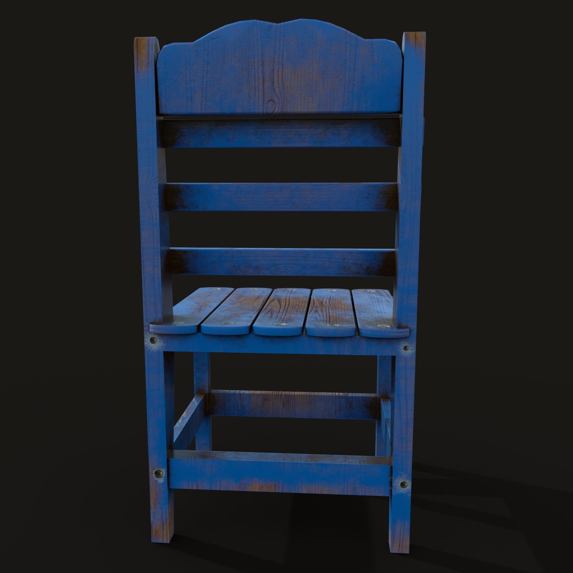 Wooden Chair Low-poly 3D model_3