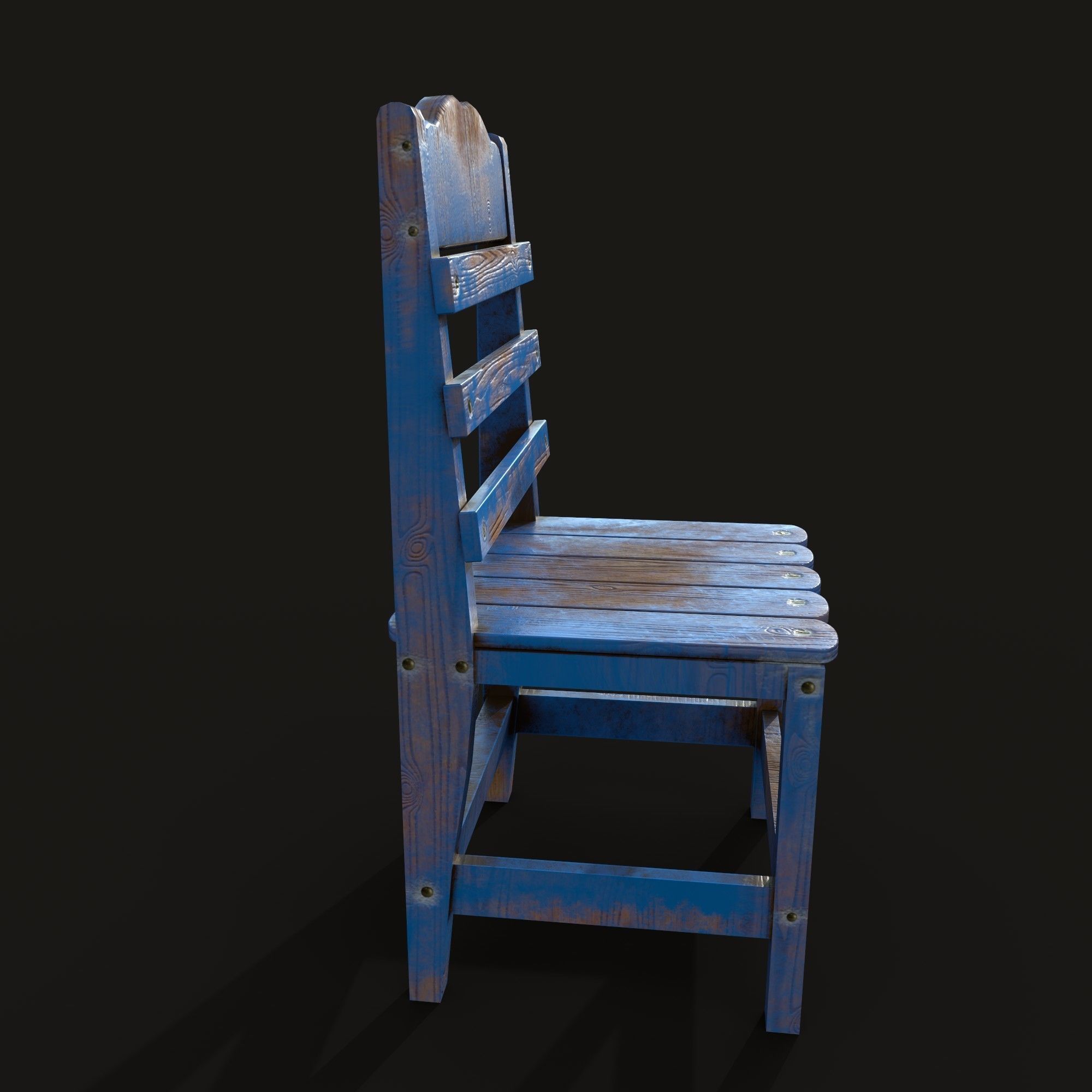 Wooden Chair Low-poly 3D model_2