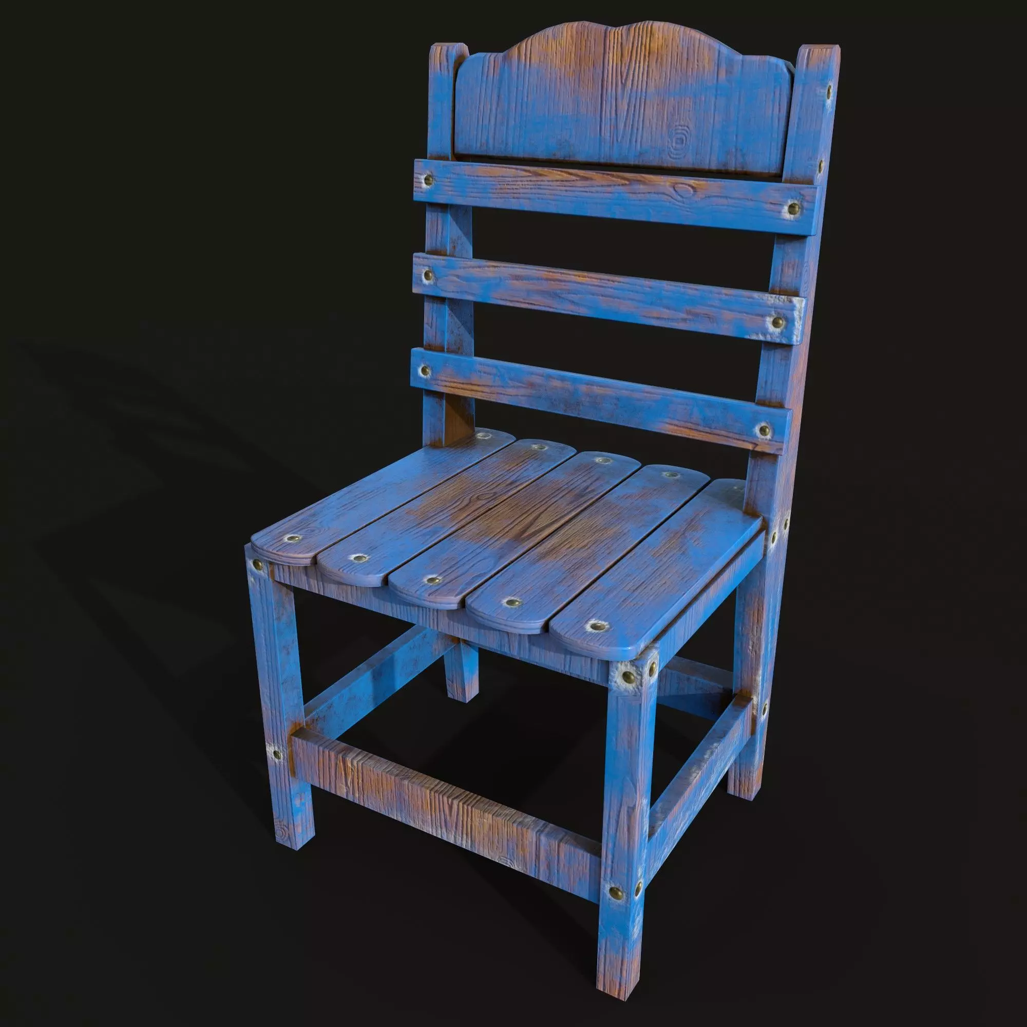 Wooden Chair Low-poly 3D model_0
