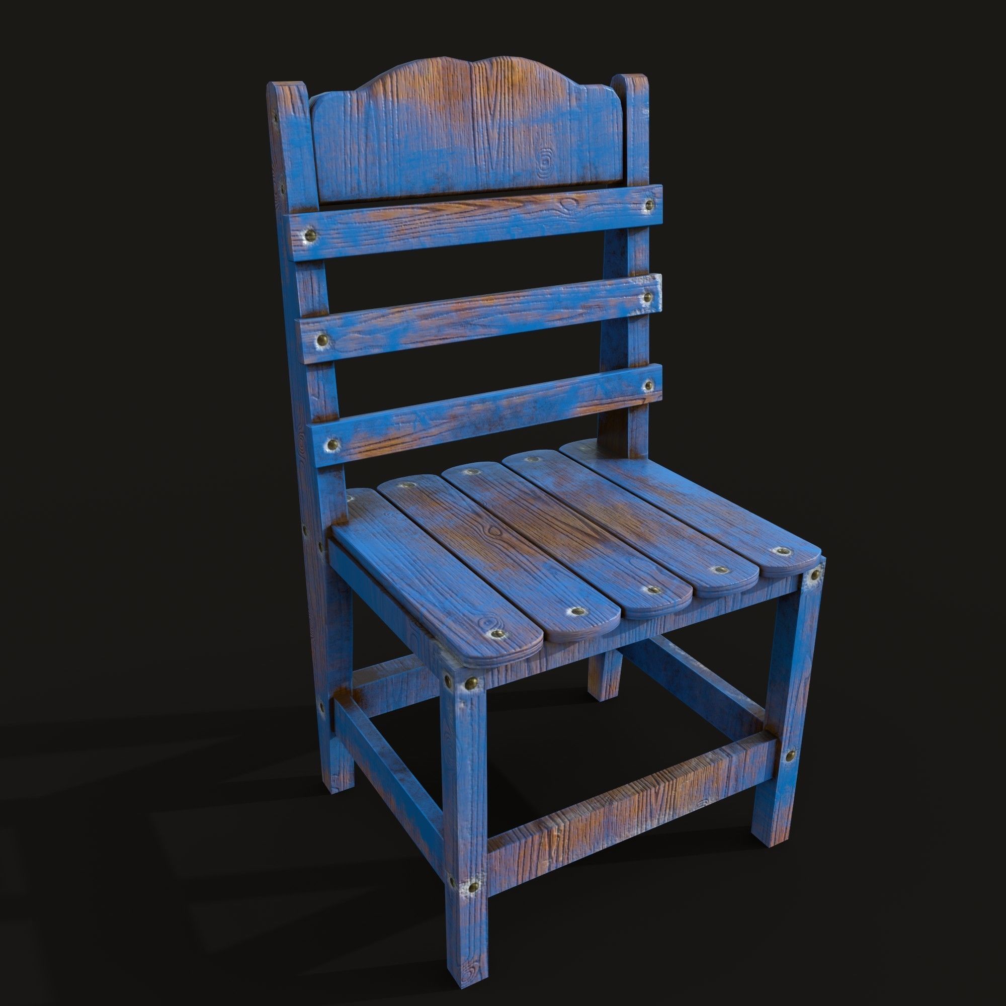 Wooden Chair Low-poly 3D model_1