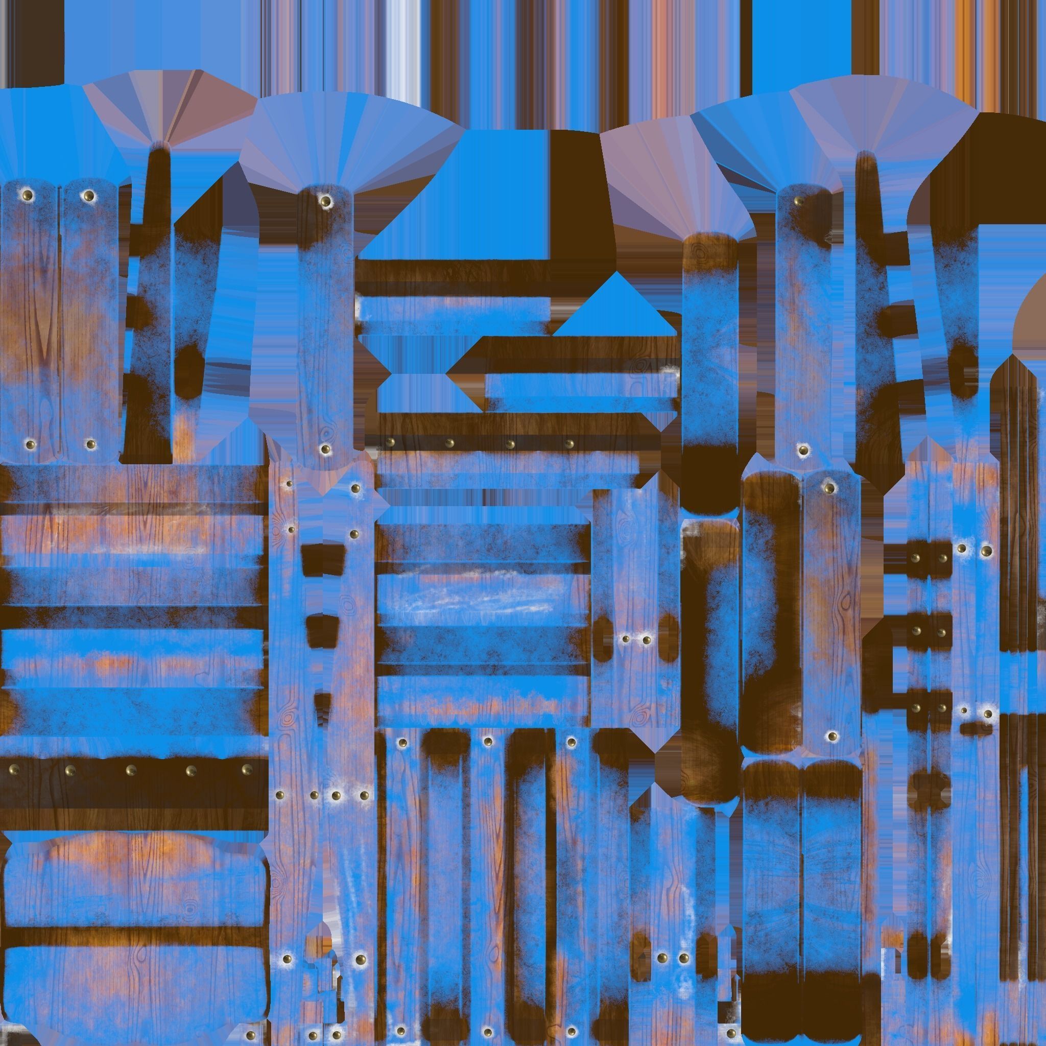 Wooden Chair Low-poly 3D model_7