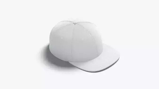Snapback Cap white headwear with flat visor Low-poly 3D model